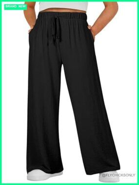 Plus Size High Waist Wide Leg Palazzo Pants with Pockets